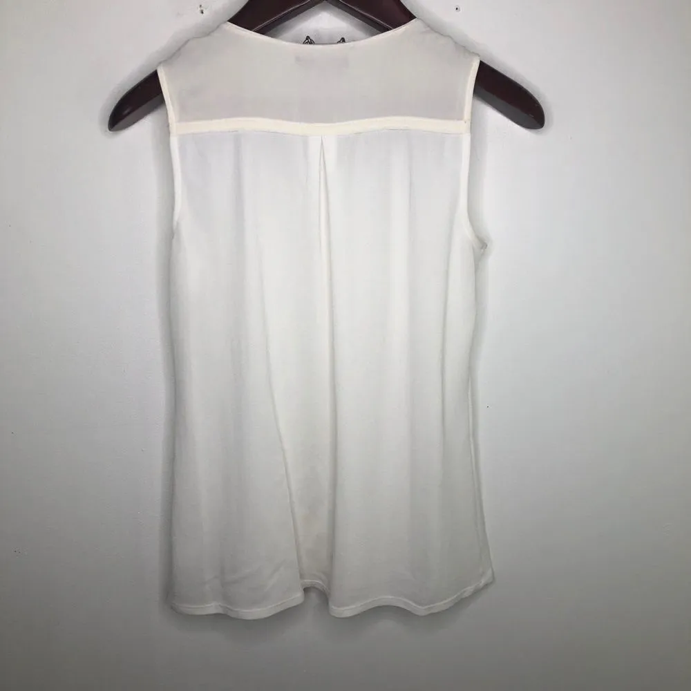 Classiques‎ Entier White Sleeveless Blouse Top Tank Button Sheer Career - Image 6