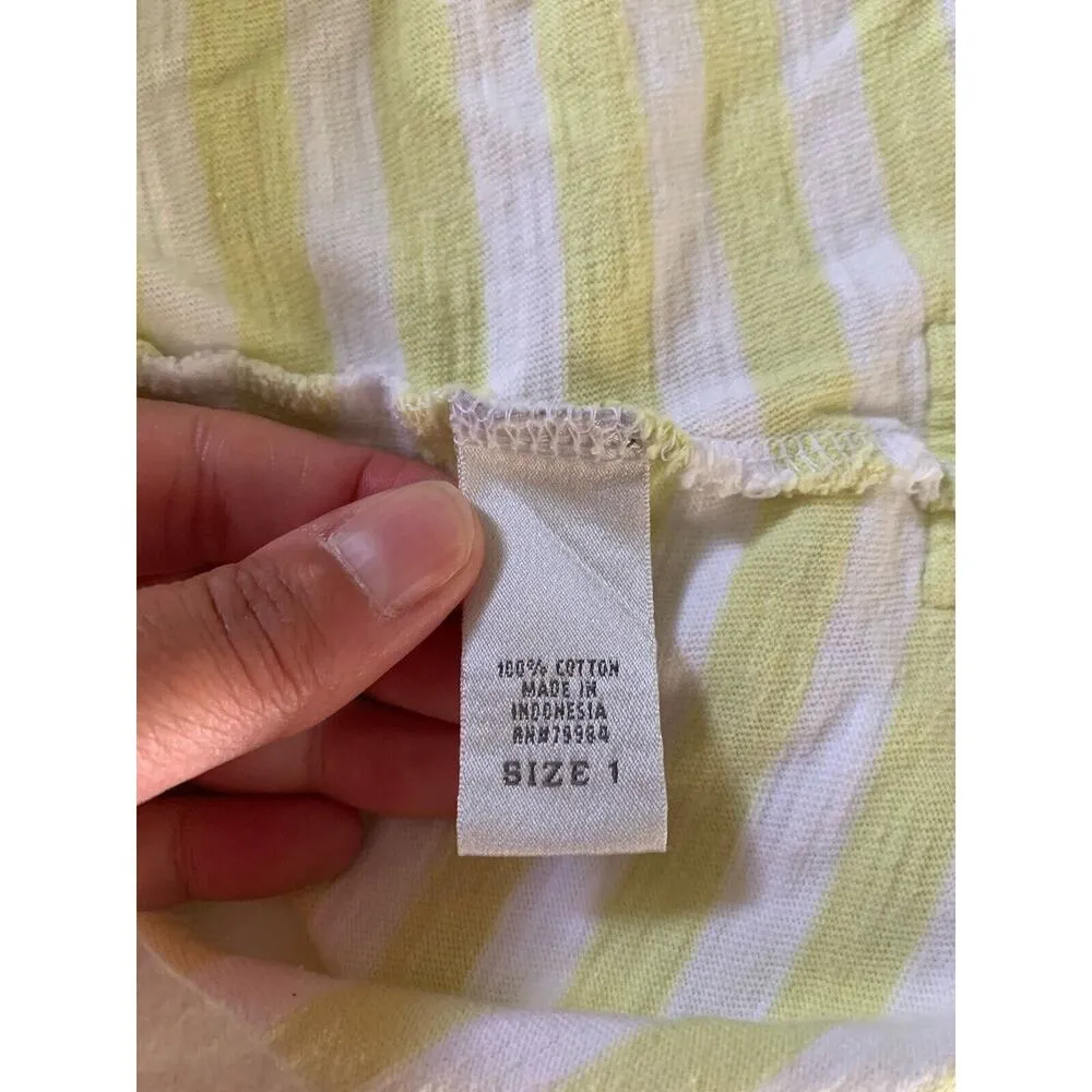 Chicos Womens T Shirt Size 1 US S Square Neck Pullover 3/4 Sleeve Yellow Striped - Image 5