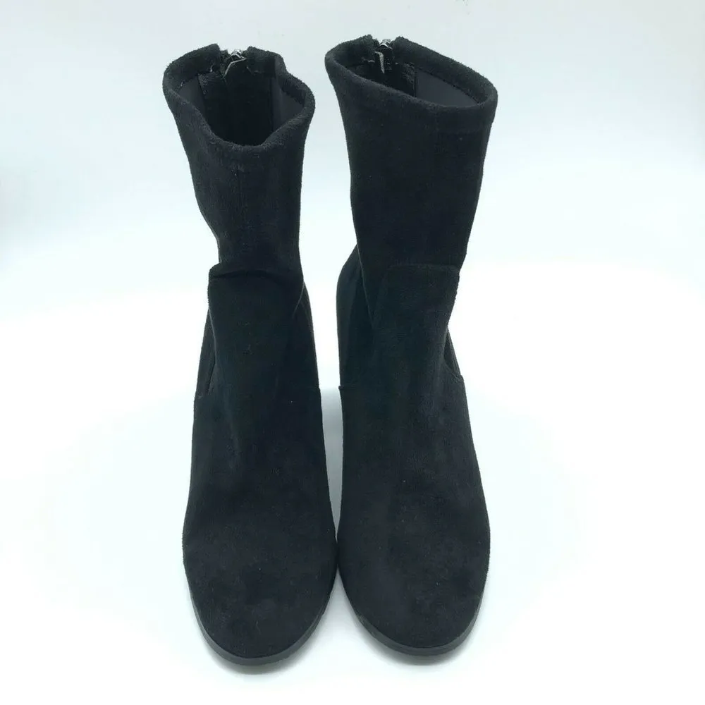 Therapy Womens Ankle Boots Block Heel Faux Suede Zipper Black Size 7 - Image 2