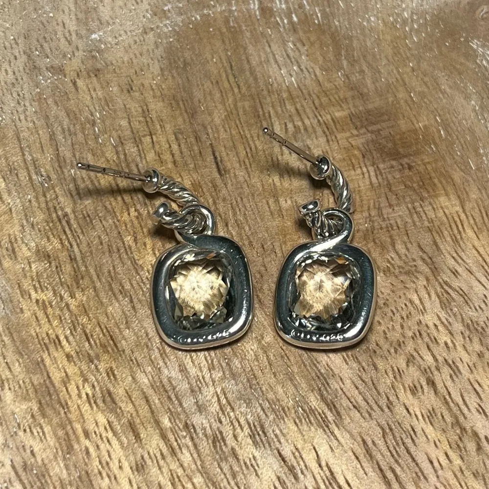 David Yurman Prasiolite & Diamond Labyrinth Drop Earrings - Image 9