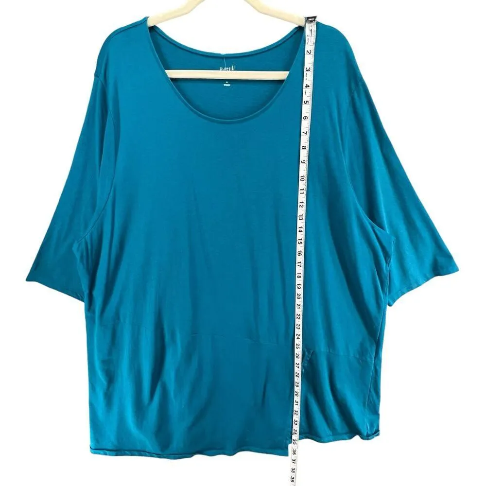 J Jill Pure Jill Wrap Tunic 4XL Teal Blue Scoop Neck 3/4 Sleeve Top Coastal Cozy Size 4X - Image 6