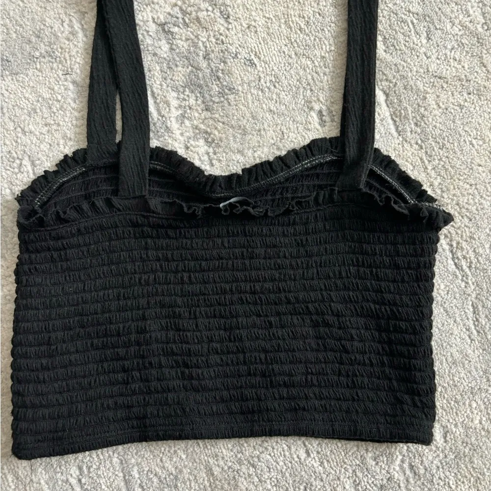 Black Rushed Crop Top Size M - Image 6