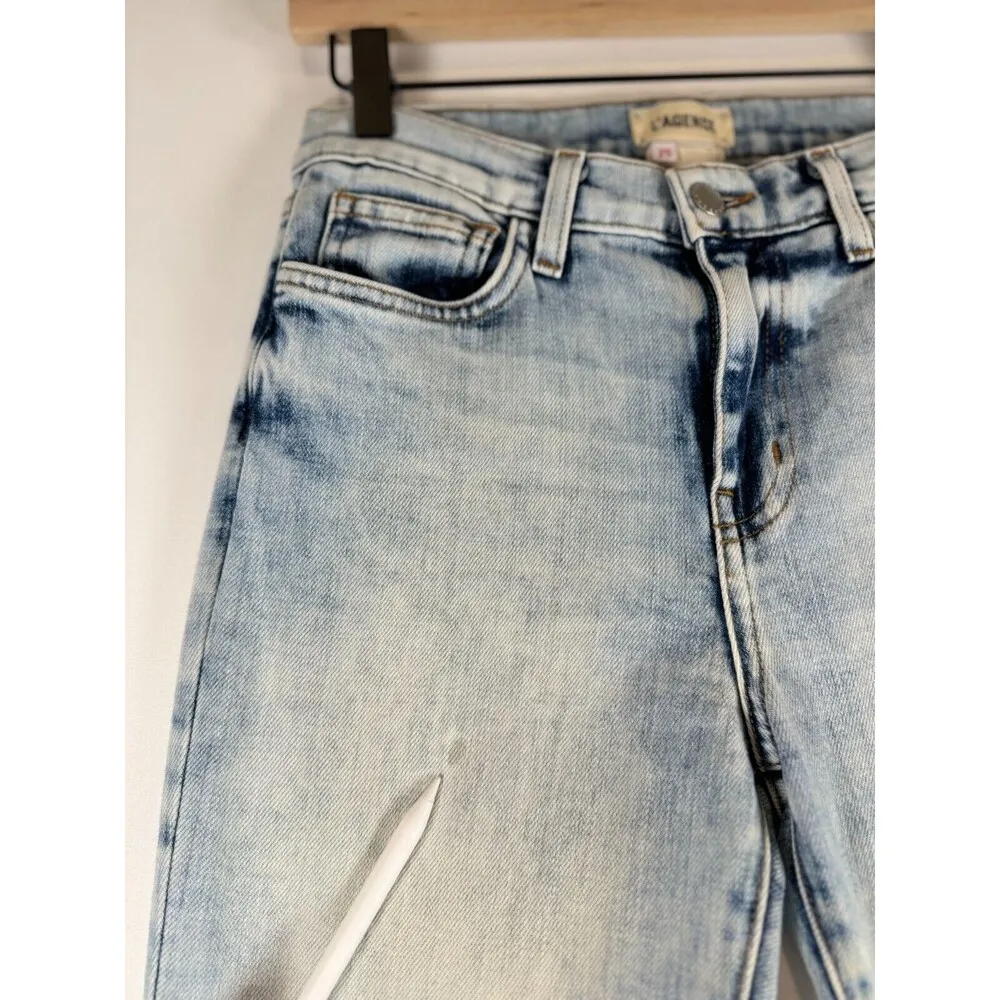 L’Agence Womens Jeans Blue Denim Mid Rise Tapered Stretch Light Wash Size 25 - Image 7