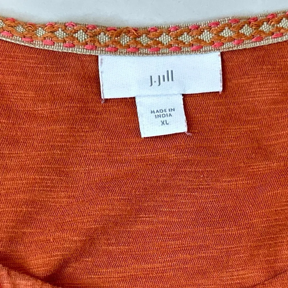 J. Jill Rust Tank Top with Pink Embroidery. 60% COTTON
40% TENCEL. Brown Size XL - Image 11