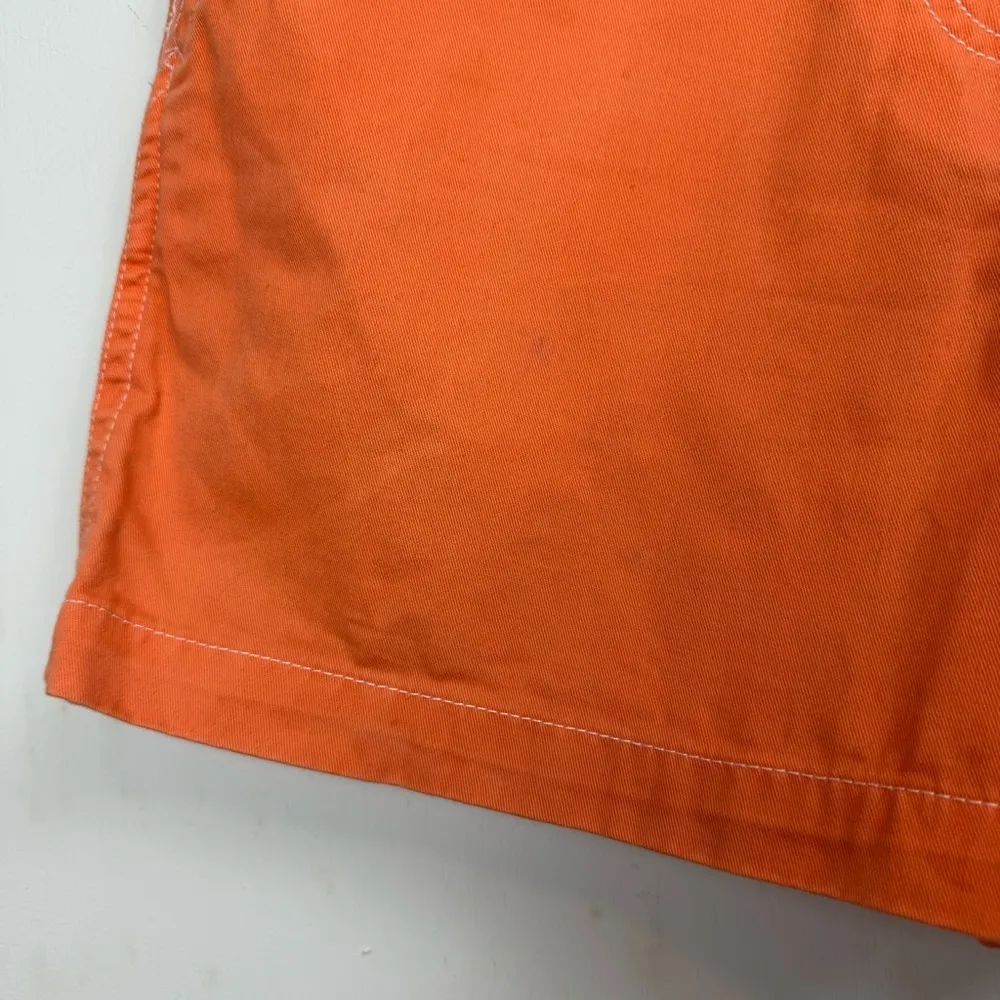 Vtg Y2K No Excuses Bib Shortalls Sz Small Bright Orange Cotton Denim Utility - Image 16