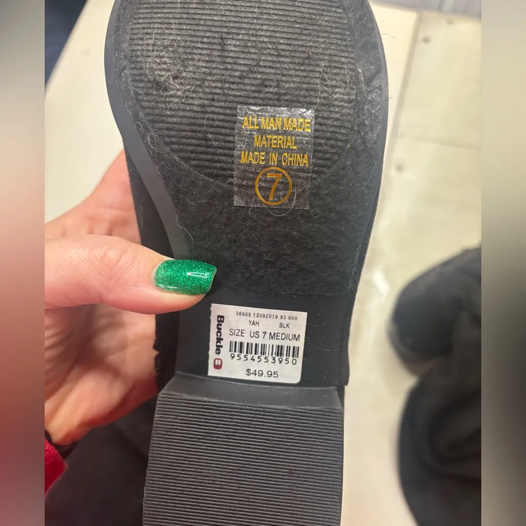 Buckle Over The Knee Boots Size 7 New Velvet Black Tall - Image 10