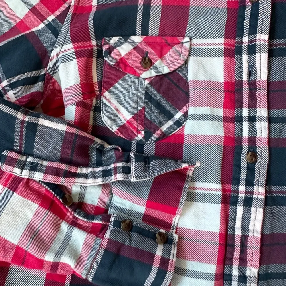 The North Face Pink Plaid Button Up Long Sleeve Shirt Sz Large - Image 4