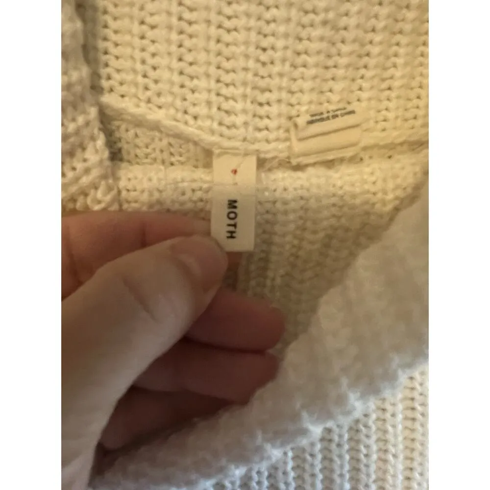 MOTH Anthropologie XL Ivory Chunky Knit Sweater Turtleneck Juliette Timeless - Image 2