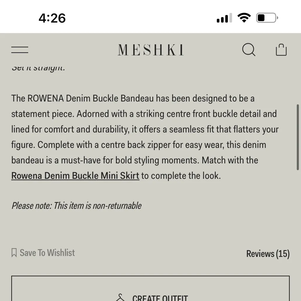 Meshki Rowena Denim Buckle Bandeau Top - Image 6