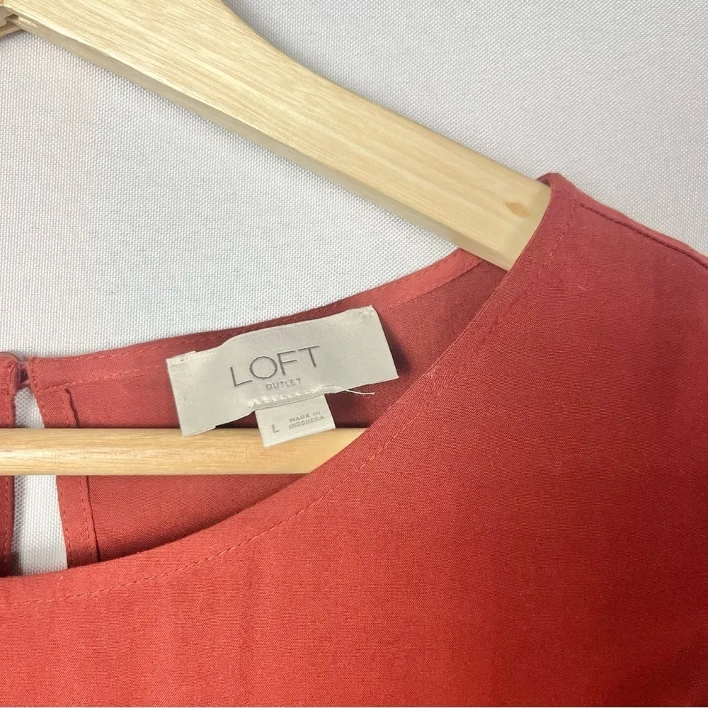 Ann Taylor LOFT Red Currant Ruffle Flounce Long Sleeve Peplum Blouse L - Image 3