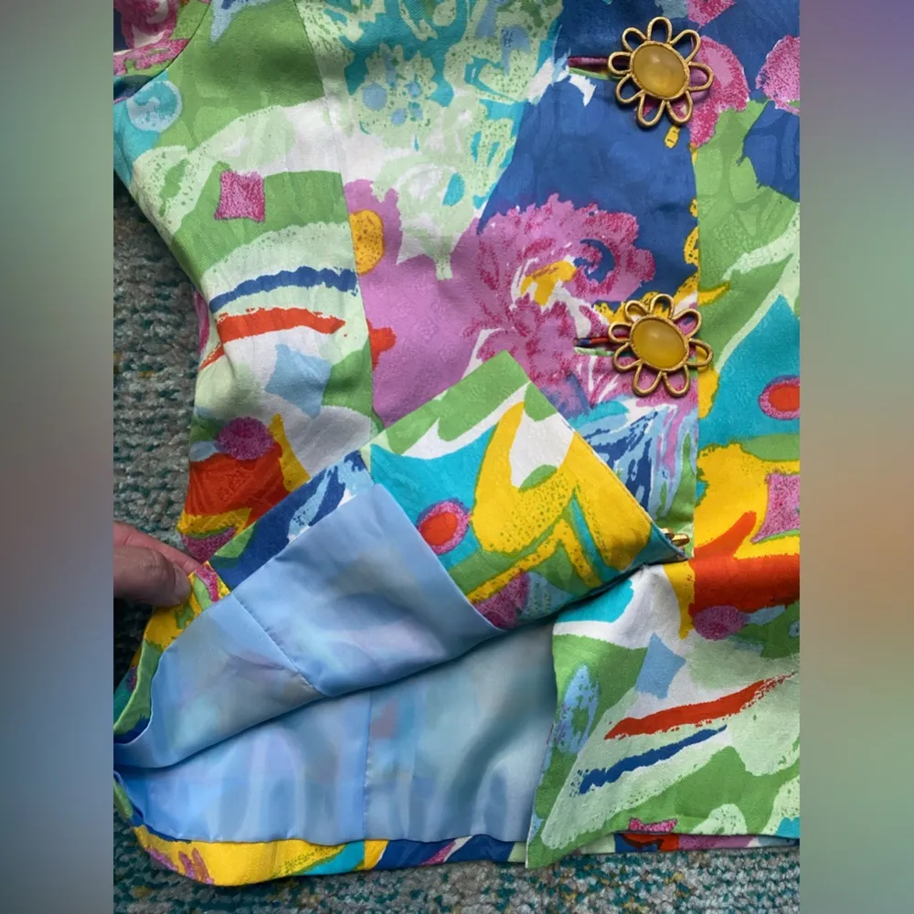 Vintage 80s Anne Crimmins for Uni Collections abstract cotton skirt suit, size 8 - Image 12