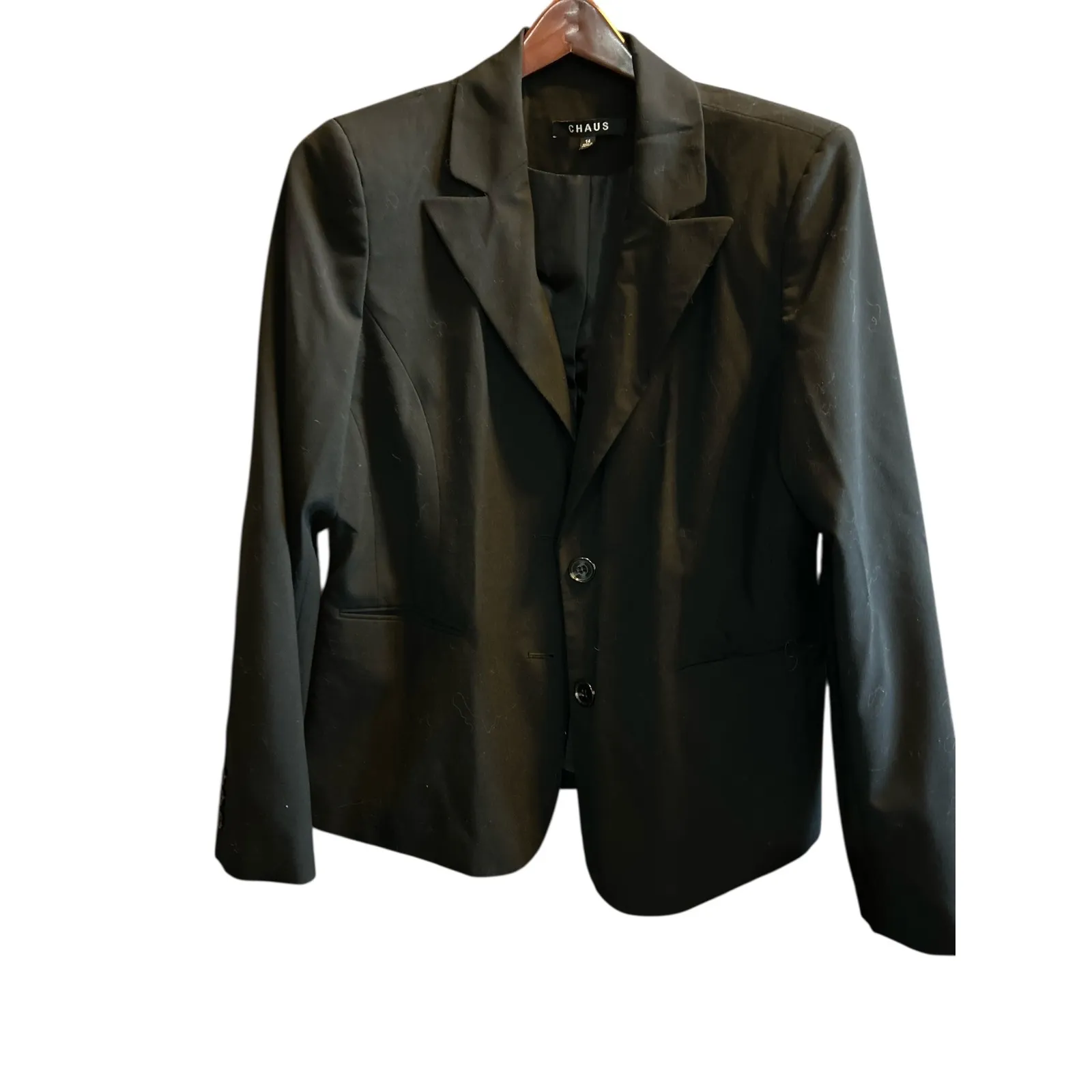 Chaus Womens Black One Button Blazer Jacket Size 14 Professional Office - Image 2