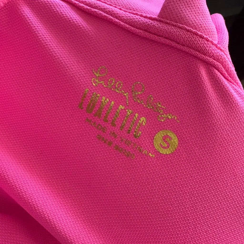 Lilly Pulitzer Luxletic Hutton Polo Long Sleeve Ruffle Collar Small Pink - Image 5