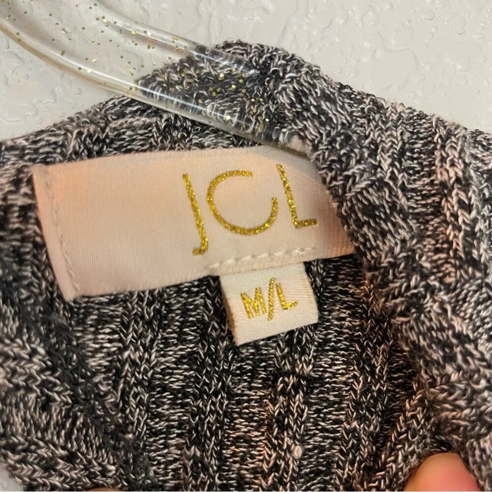 JCL Charcoal Heather Gray Open Back Cropped Ribbed Sweater Size M/L Black Size M - Image 6
