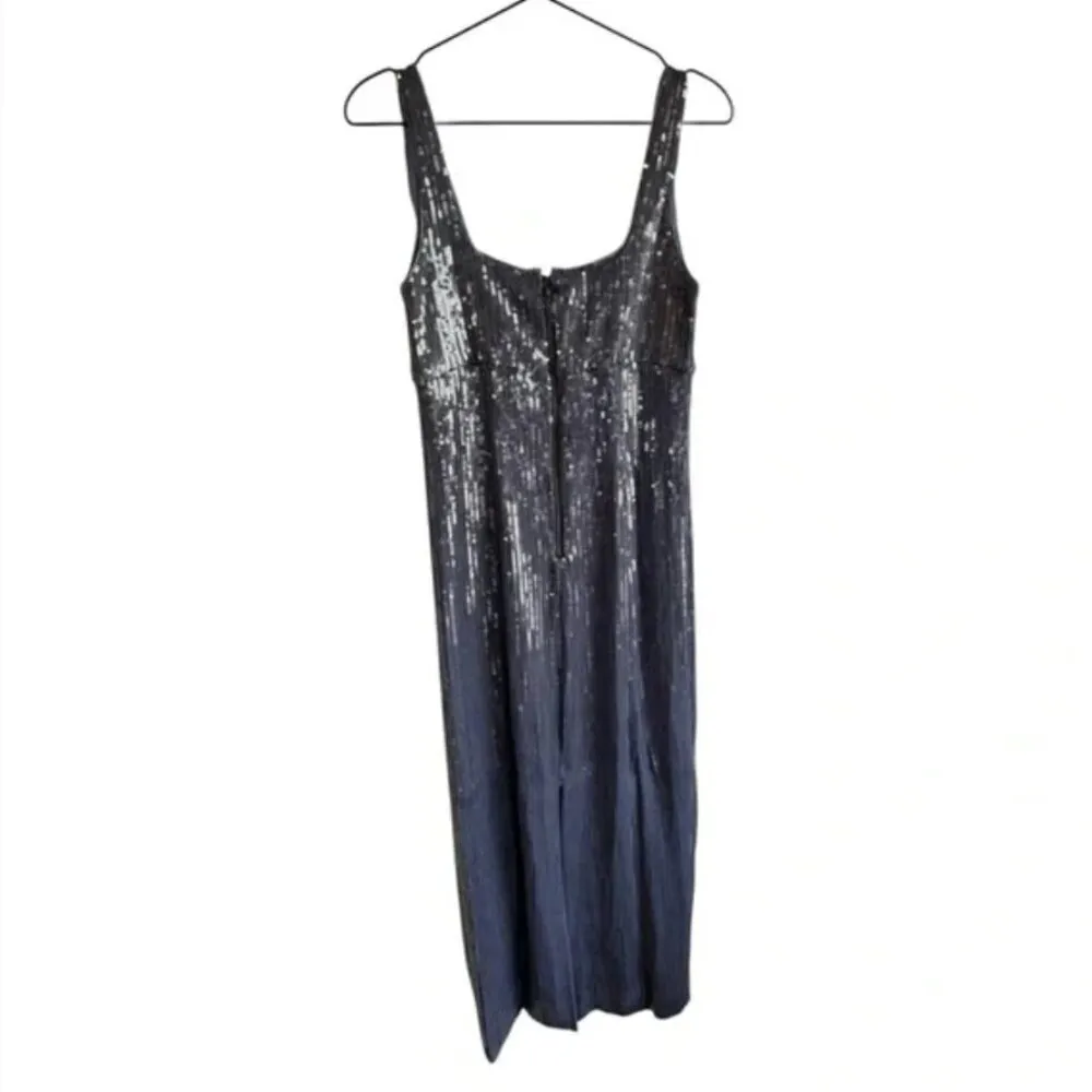 Pilcro Sequin‎ Slim Midi Dress Blue Gray Large Anthropologie - Image 5