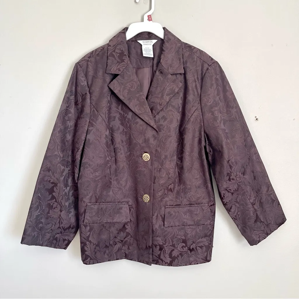 GEORGE | Purple Satin Floral Print Blazer Jacket Sz 18W/20W - Image 2