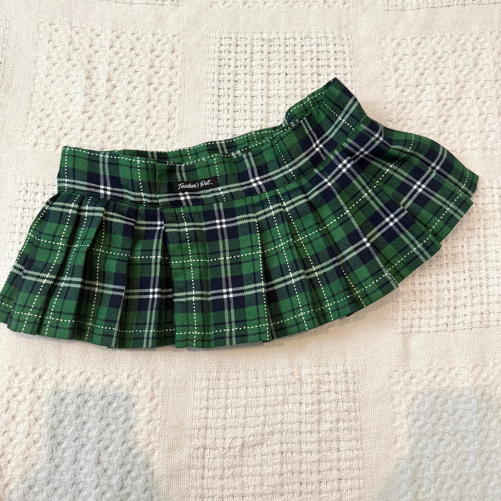 adult Teacher's Pet one size micro school girl costume skirt SK 2983 Green Size M - Image 7