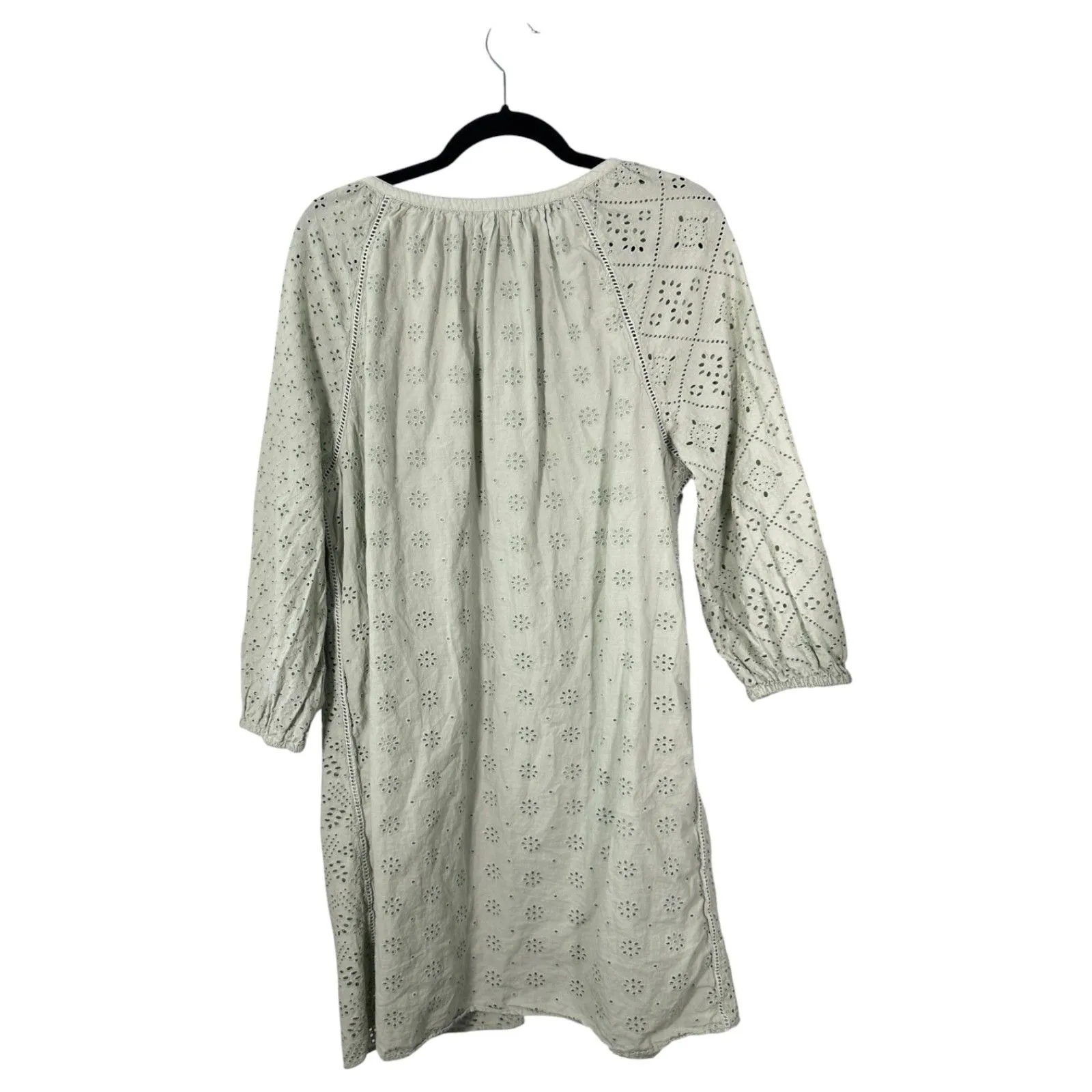 Faherty Valencia Eyelet Boho Bohemian Coastal Dress Sage Green Size XL - Image 4