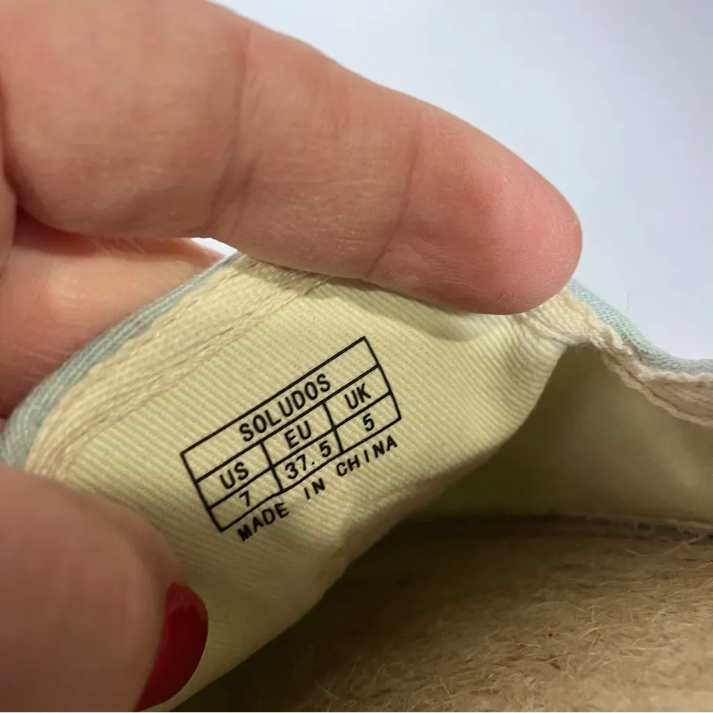 Anthropologie Soludos picnic espadrilles flamingo embroidery‎ blue pink size 7 - Image 8