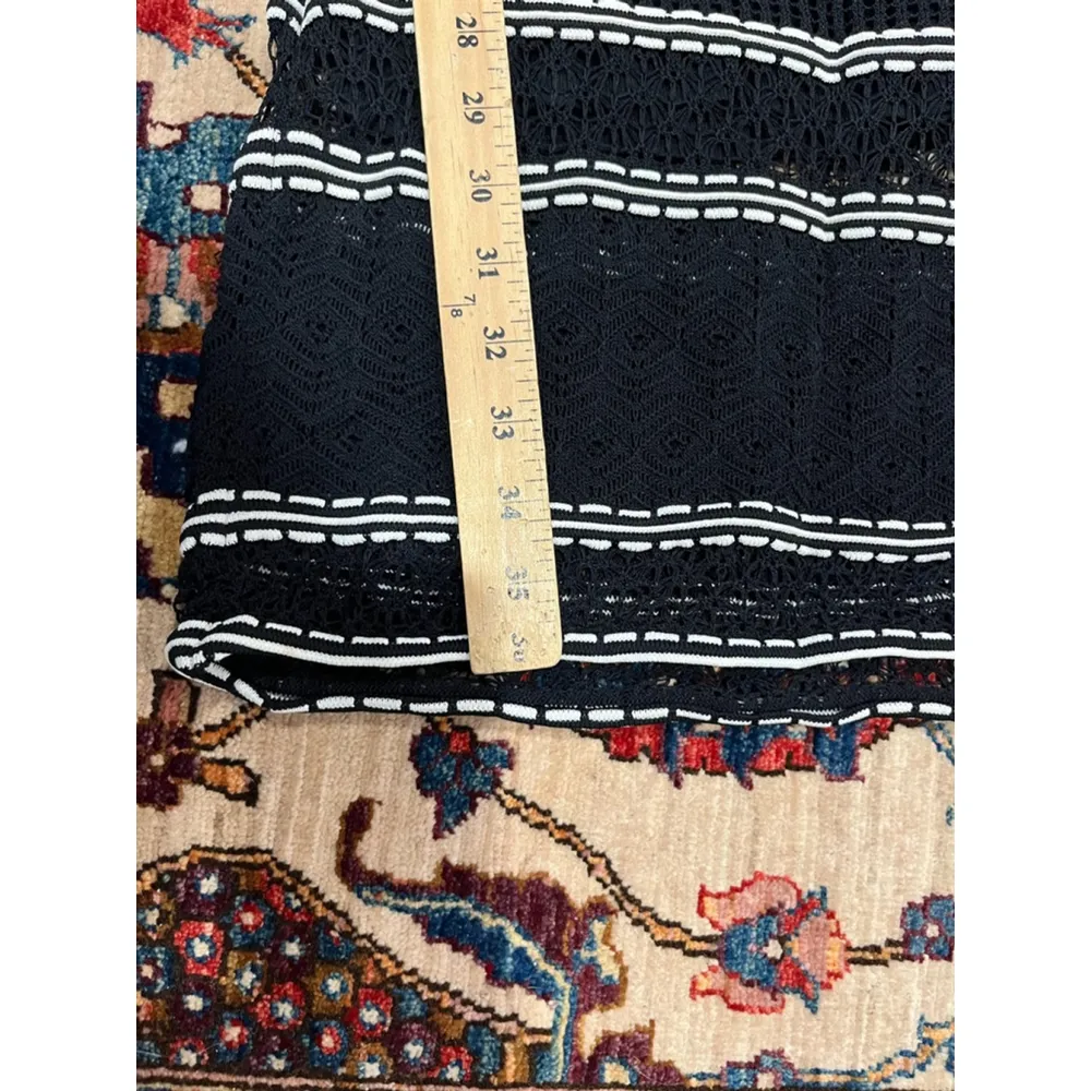 Ronny Kobo Crochet Boho Festival Haylan Mini Dress in Black & White Size Small - Image 4