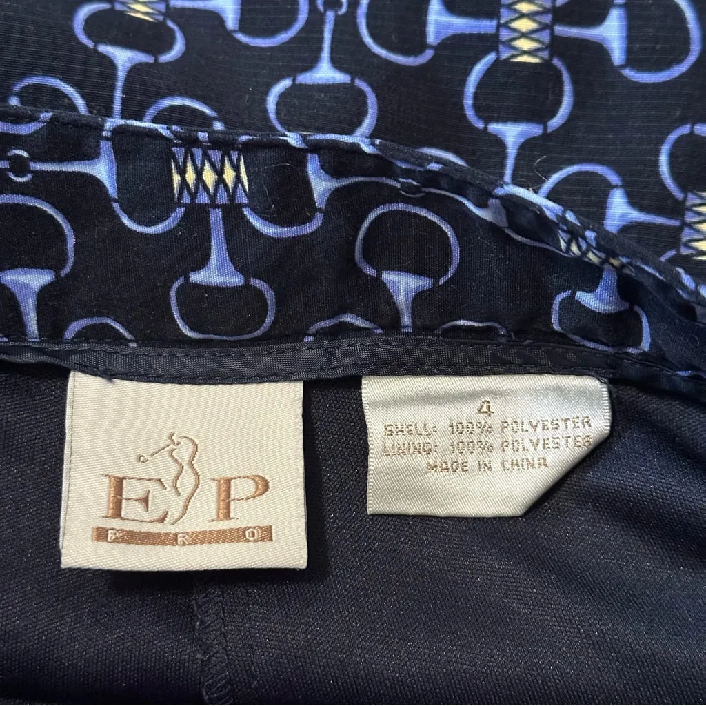 EP Pro Women’s Size 4 Navy Blue Gold Equestrian Horse Bit Golf Skort - Image 4