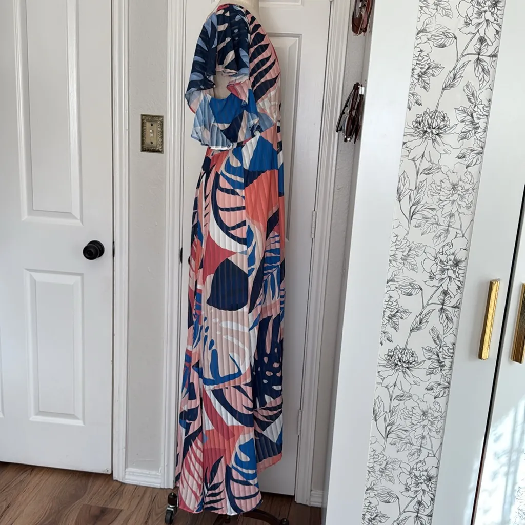 HUTCH Anthropologie tropical leaf print maxi wrap dress - Image 15