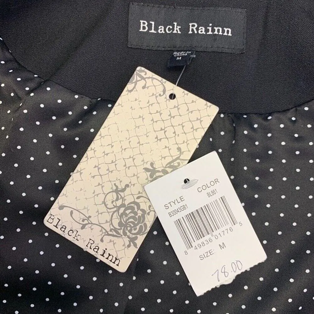 Black Rainn Womens Blazer Suit Jacket Faux Leather Black Hook Closure Medium - Image 9