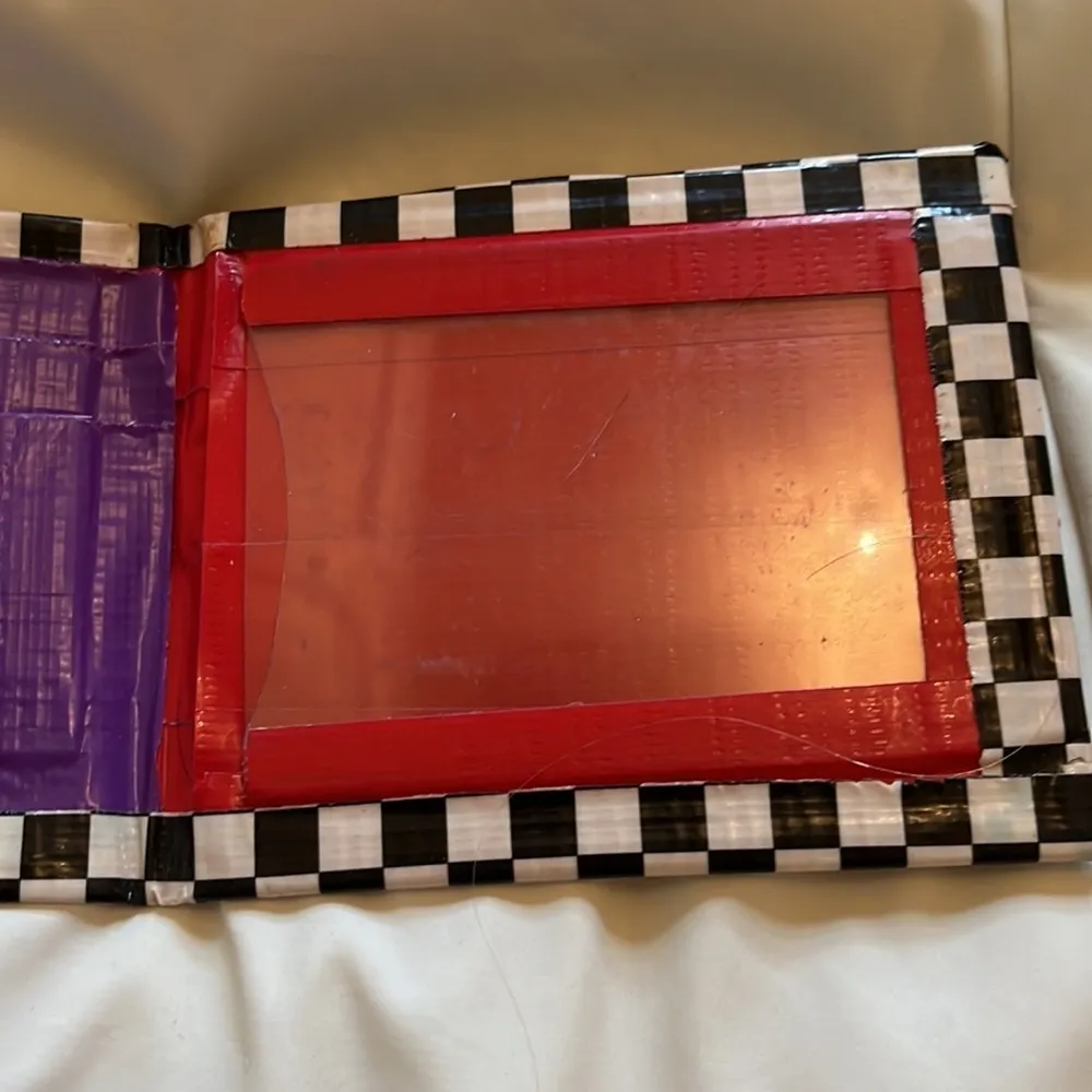 Duck Tape | Red & Purple & Checkered Handmade Wallet Lots of Pockets One Size - Image 4