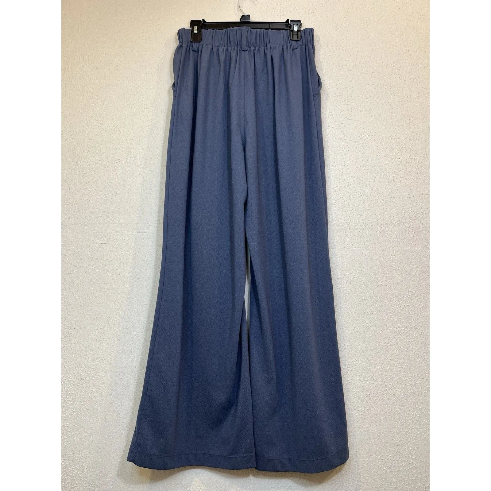 Halara High Waisted Pleated Wide Leg  Palazzo Pant Blue Sz L Knit Utility - Image 2