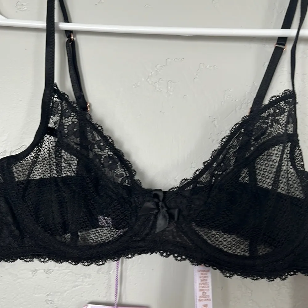 SAVAGE FENTY by Adam Selman Lacy but not Racey Unlined bra in Caviar size 34 B - Image 5
