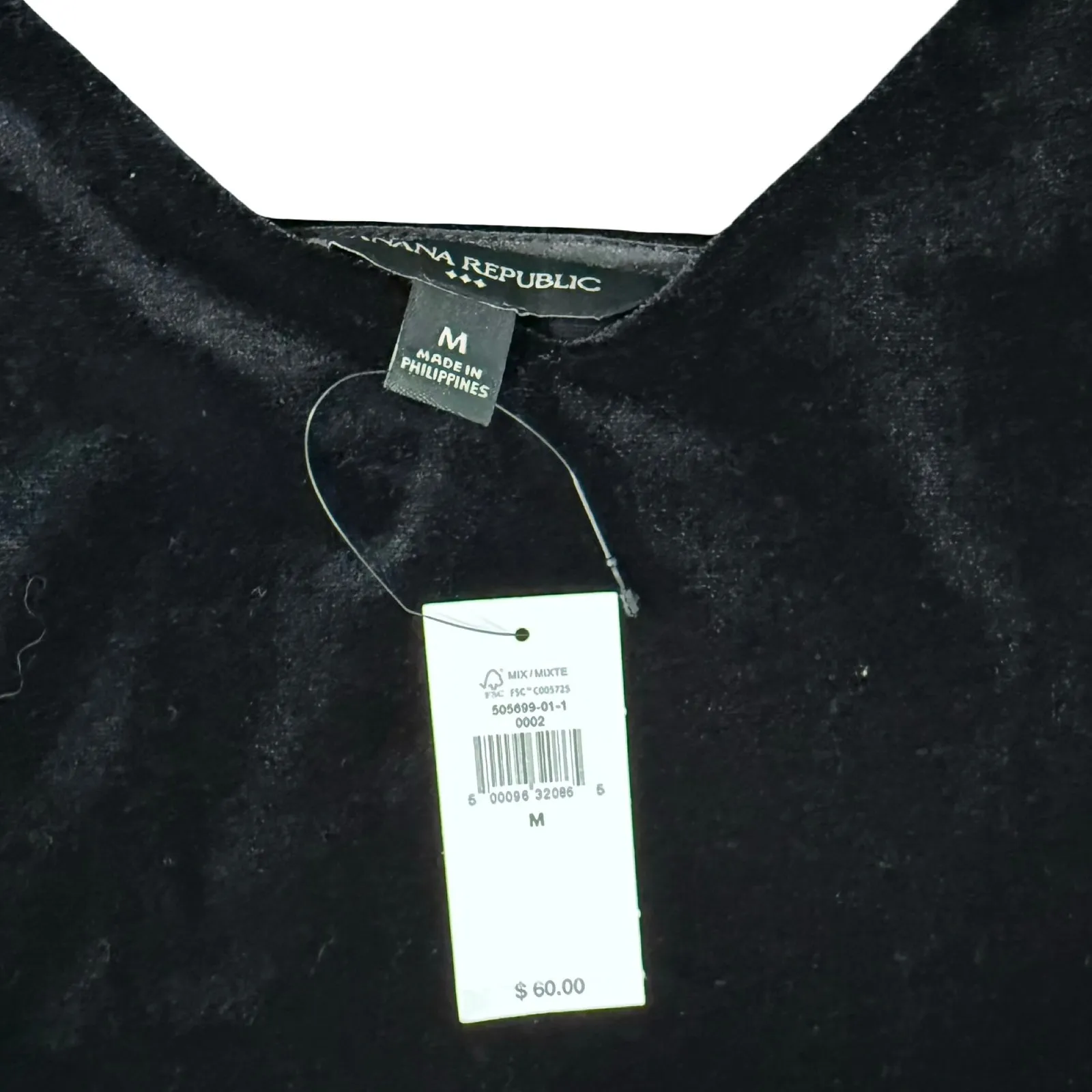 Banana Republic Black Velvet Spaghetti Strap Tank Top Camisole size M NEW Tags - Image 4