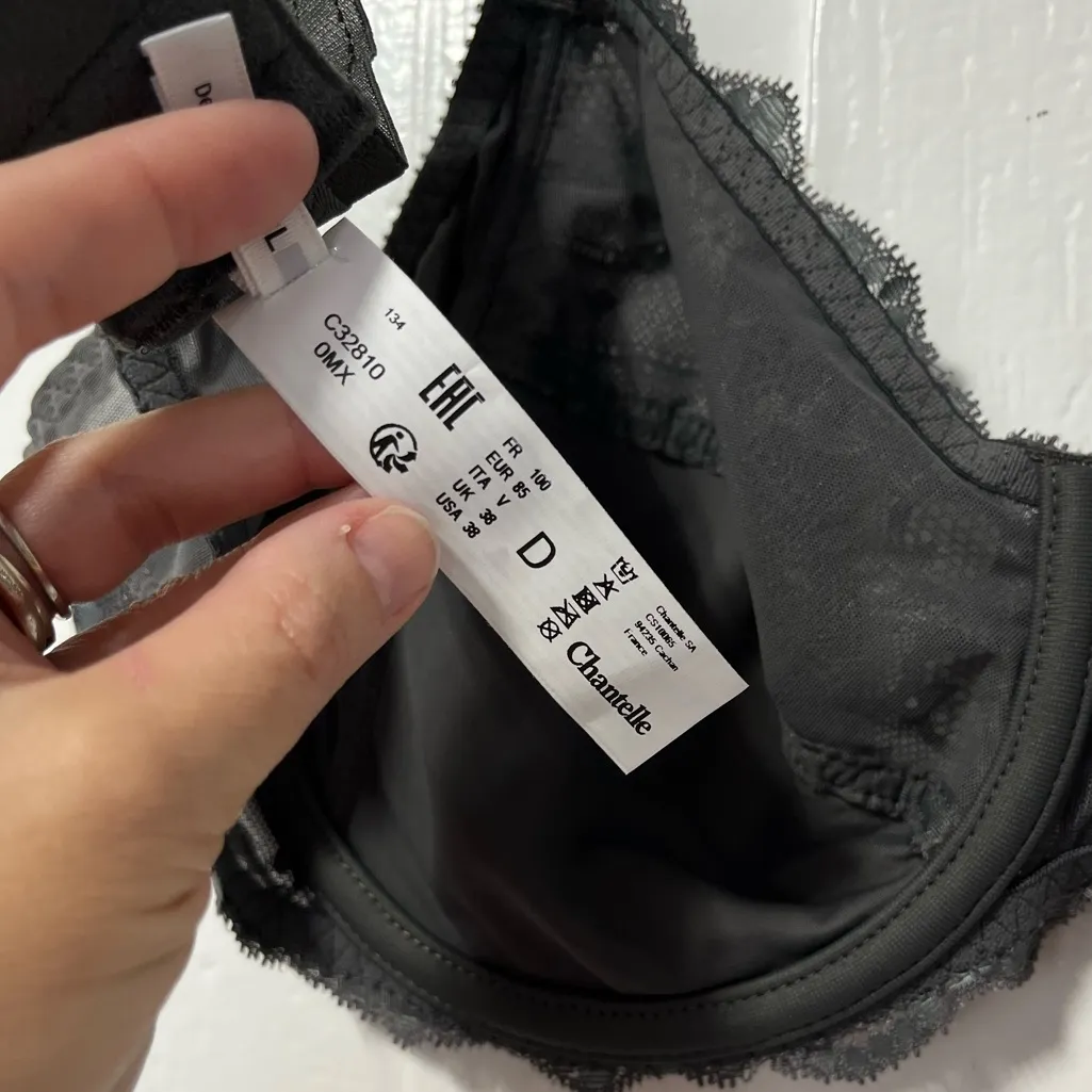 Chantelle 3281 Rive Gauche Lace Full Coverage Unlined Bra gray size 38D - Image 6