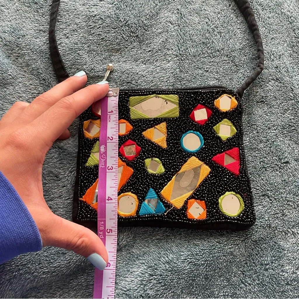 Colorful‎ Geometric Patterned Women's Beaded Bag Black - Image 8