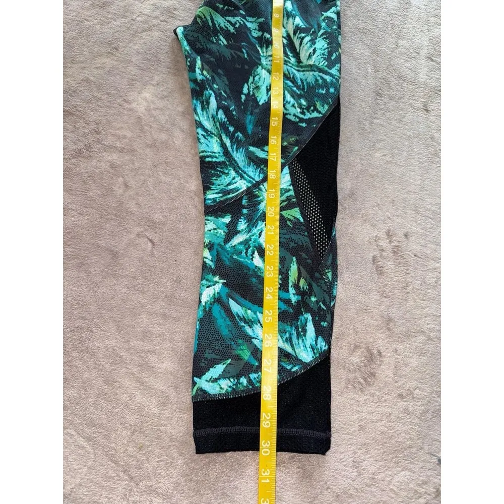 Athleta Womens Leggings Napali Mesh Sonar Capri Leaf Print Blue Green Size Small - Image 9