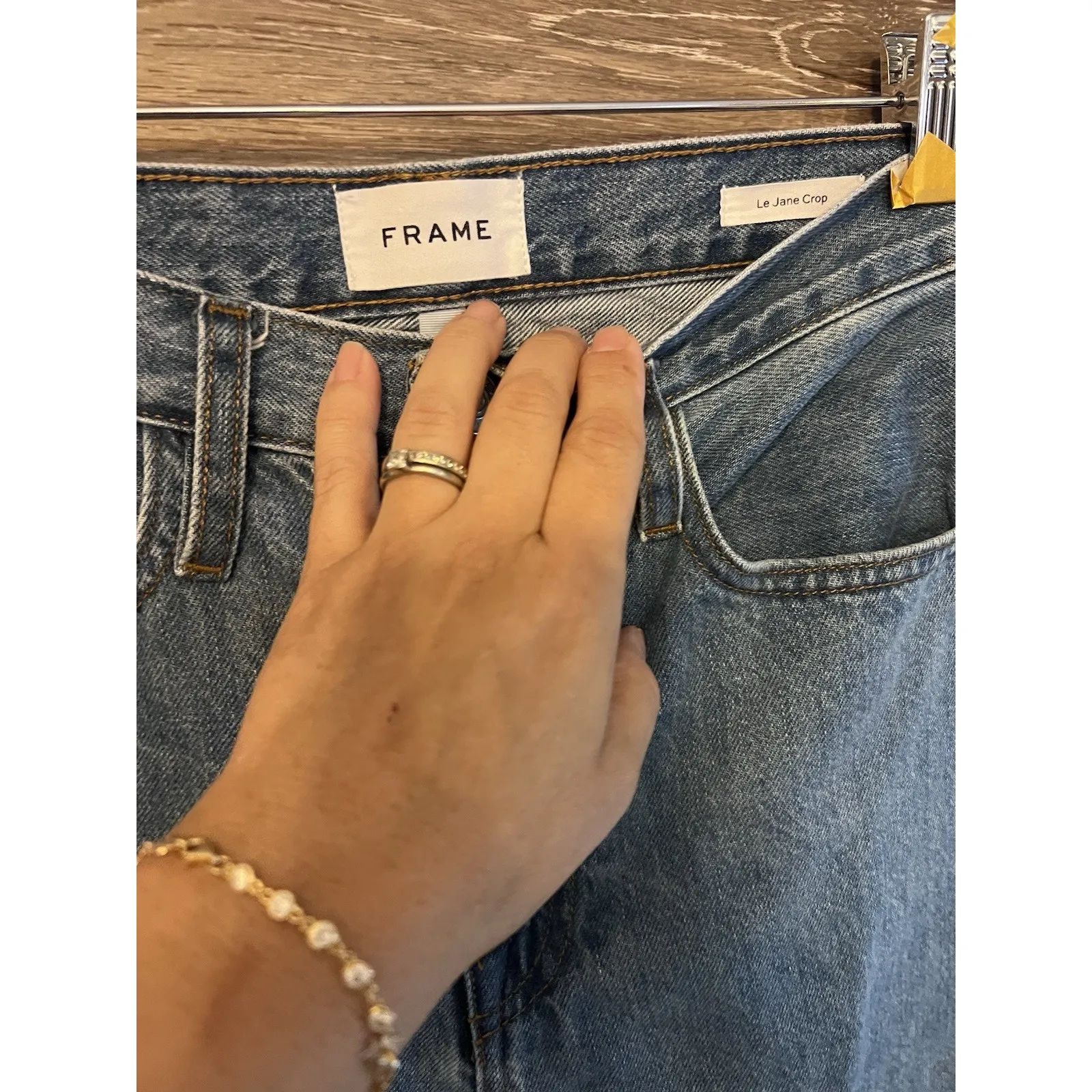 Frame Le Jane Crop High Rise Wide Leg Straight Jeans Women’s Size 27 Raw Hem - Image 2