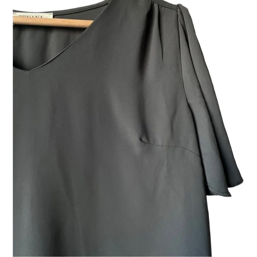 Women's Zenana Gray Blouse top flared short sleeves butterfly v-neck S casual. - Image 4