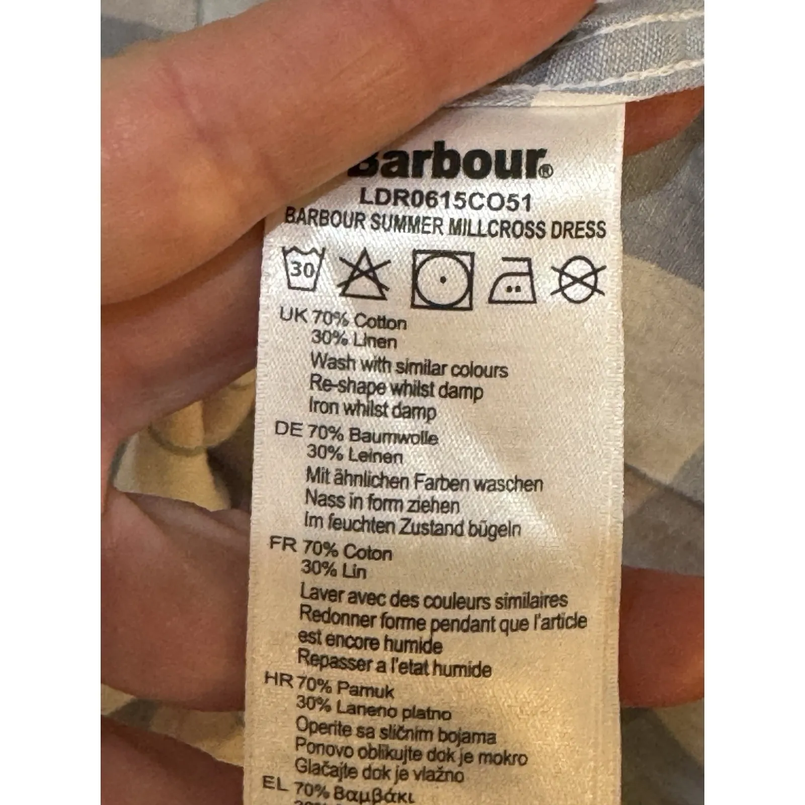 Barbour Summer Millcross Shirt Dress Linen Blend Plaid‎ Size 6 Duster - Image 9