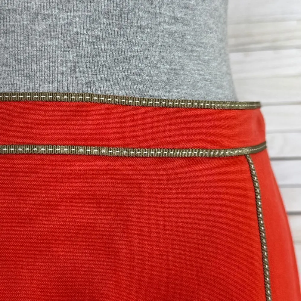 Worth Piped Trim Canvas Twill Pencil Skirt Orange Tan 4 Office Career - Image 5
