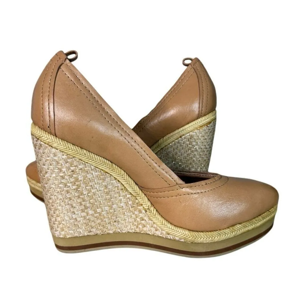 Bacio 61 Shoes Womens 9 W Wide Tan Espadrille Wedge Preppy‎ Neutral Minimalist - Image 9