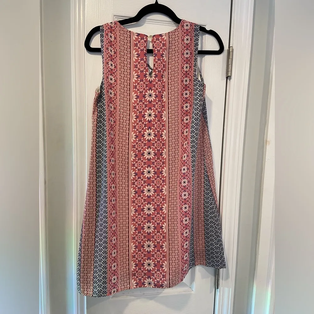 Lily Rose Pink Blue V Neck Sleeveless Bandana Print A Line Mini Dress Size XS - Image 8