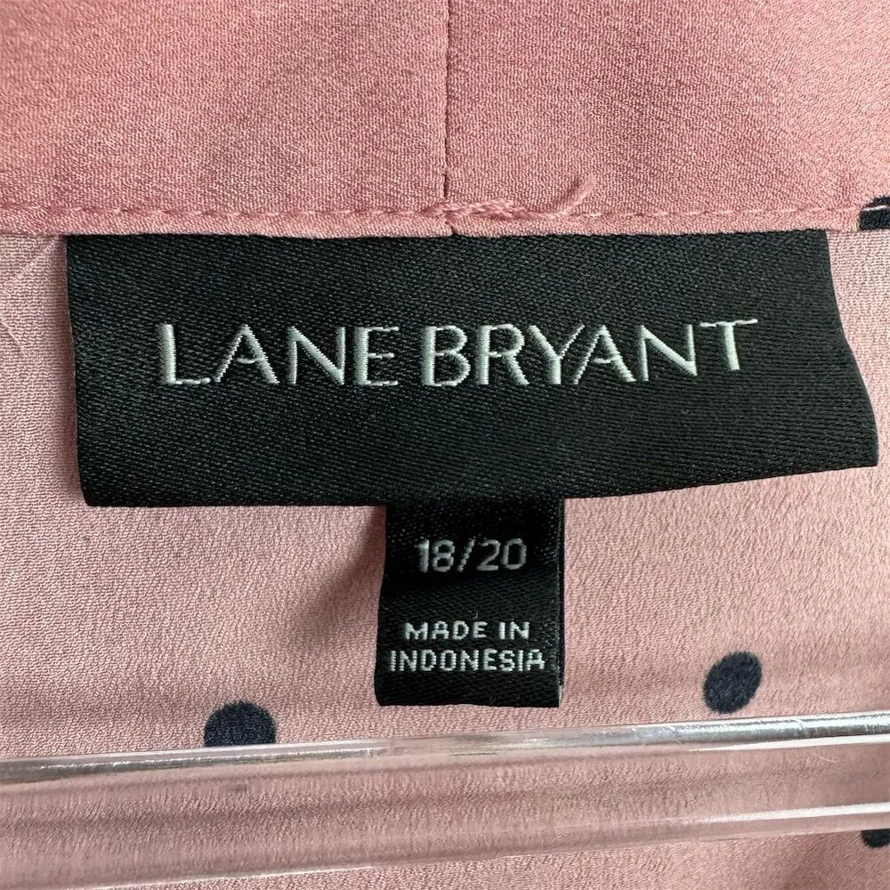 Women's Size 18/20 Pink Polka Dot Tie Neck Blouse Long Sleeve - Image 5