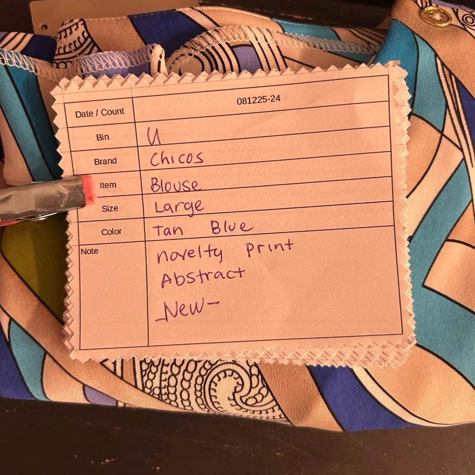 Chicos Abstract Blouse Large‎ Art To Wear Novelty Surrealist Belt Multicolor - Image 14