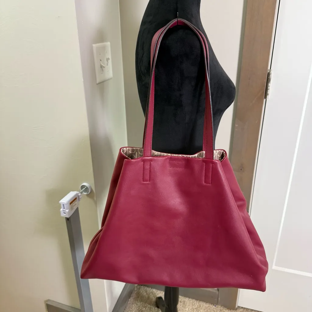 Calvin Klein Emery Reversible Tote Bag Purse Large Laptop Red Wine Burgundy - Image 8