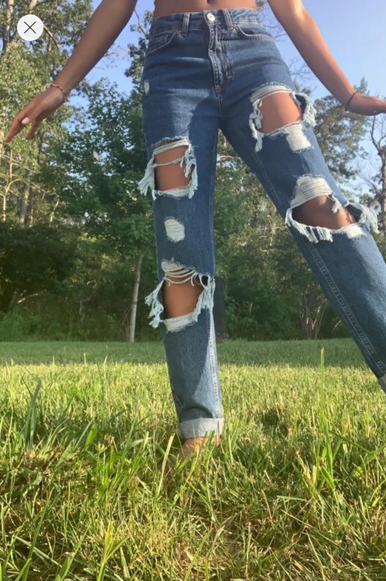 BDG High Waisted Mom Jeans Destroyed Medium Wash - Image 8