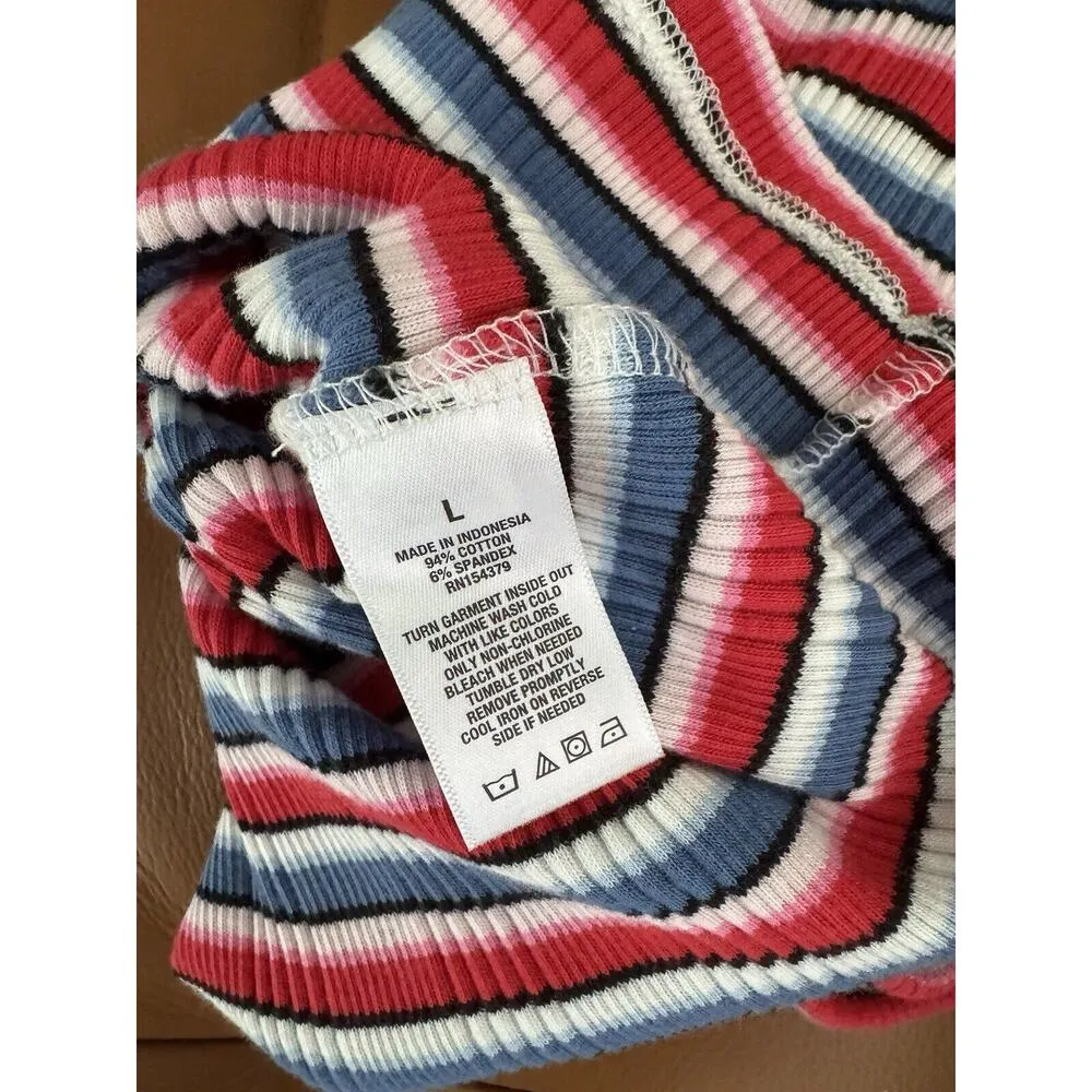 Aeropostale Red White Blue Striped Ribbed Knit Tank Dress Size Large Patriotic - Image 5