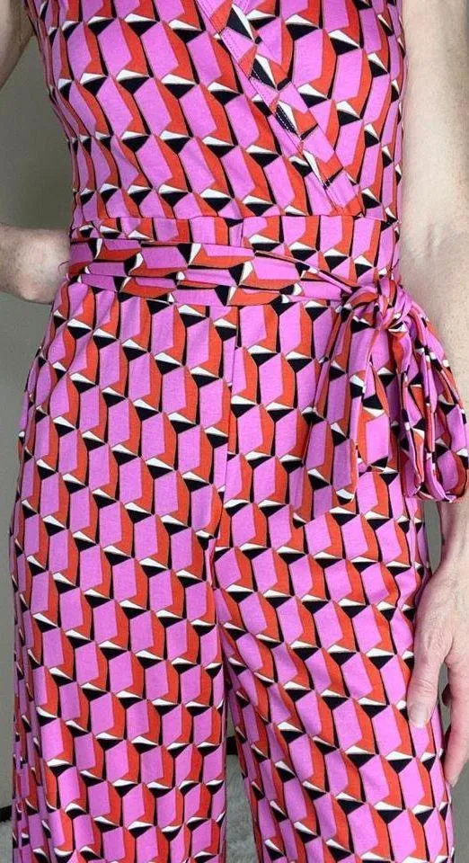 NWT  For Target Pink Geometric Printed Collard Jumpsuit - Image 7
