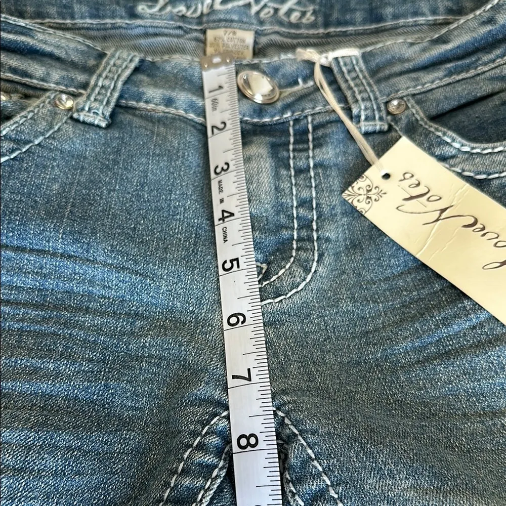 Love Notes Blue Women's Bling Capri Jeans Size 7/8 - Image 8