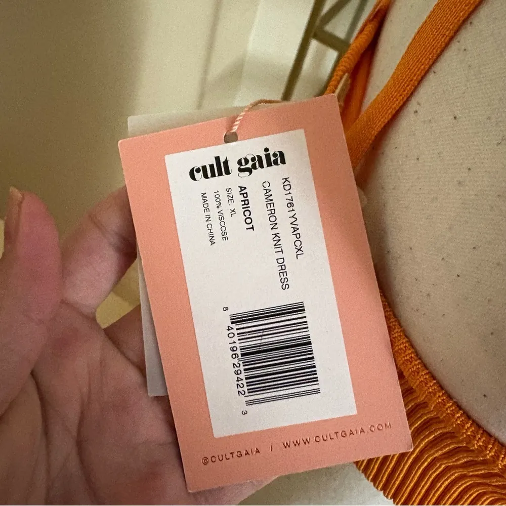 CULT GAIA Cameron Knit Dress Midi Open Back Halter In Apricot Orange Size XL NWT - Image 7
