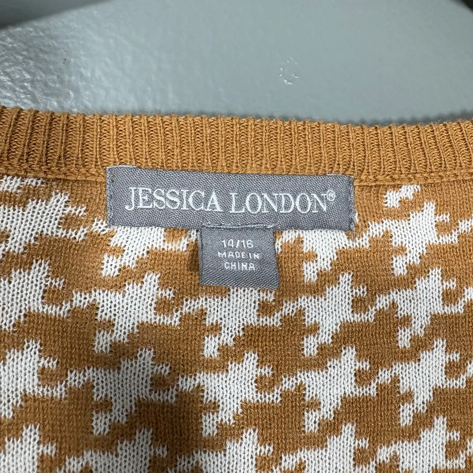 Jessica London Brown Houndstooth Cardigan Sweater - Size 14/16 - Women's Plus - Image 4