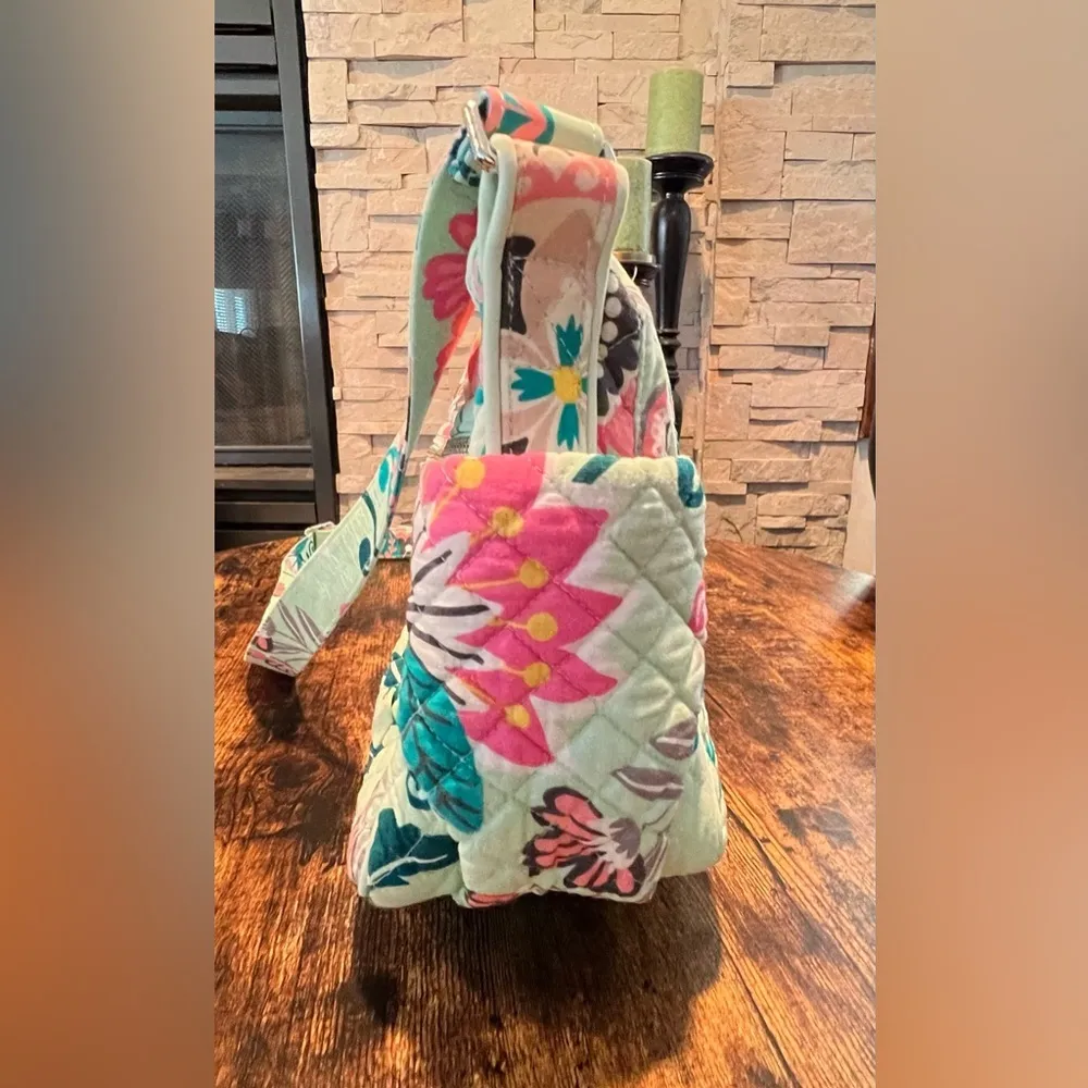 RETIRED:  | Mint Flowers pattern medium size crossbody purse - Image 8